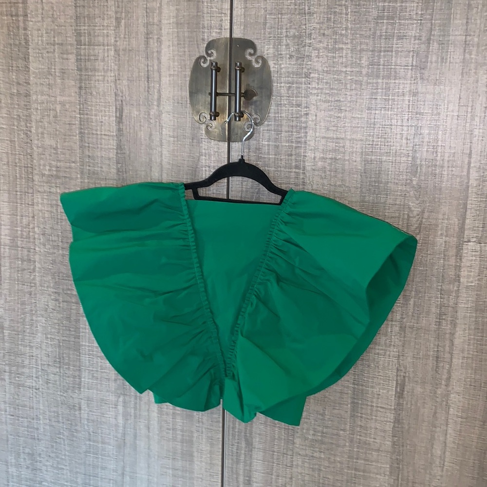 Zara Ruffle Poplin Crop Top - Picture 10 of 14